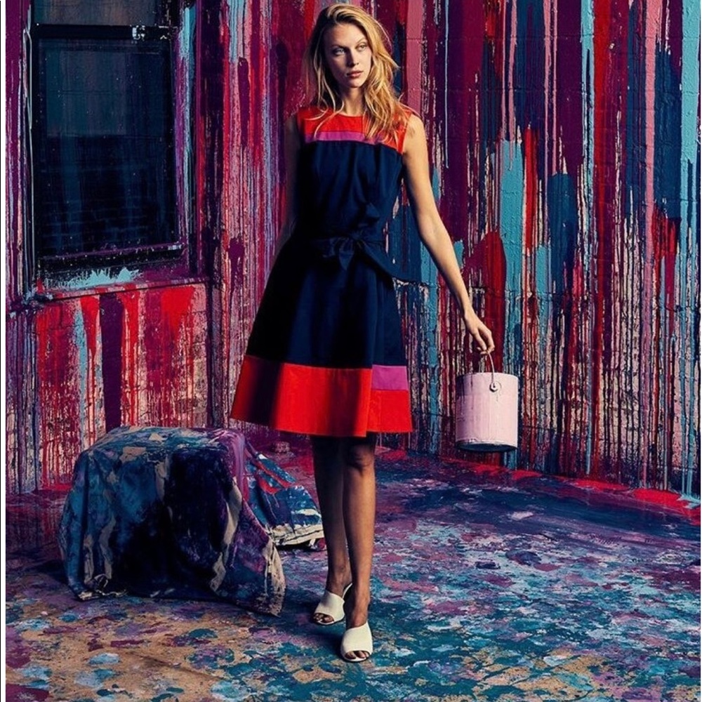 HUGO BOSS by HUGO HADESA ~ NWOT DESIGNER COLORBLOCK MIDI COCKTAIL DRESS